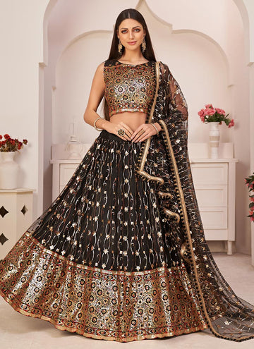 New Party Wear Lehenga Designs with Black Color